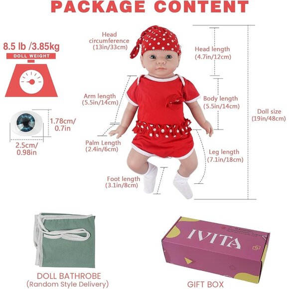 🆕19Inch Full Platinum Silicone Reborn Baby Dolls Open Eyes Girl with Doll Cloth - Picture 6 of 6